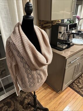 Apt. 9 Women's Light Pink  Cowl Neck Cable Knit Sweater